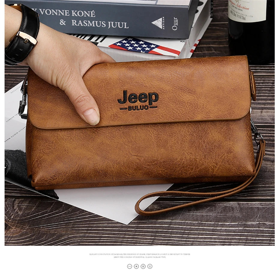 JEEP BULUO Men's Wallet  Zipper  Large Space