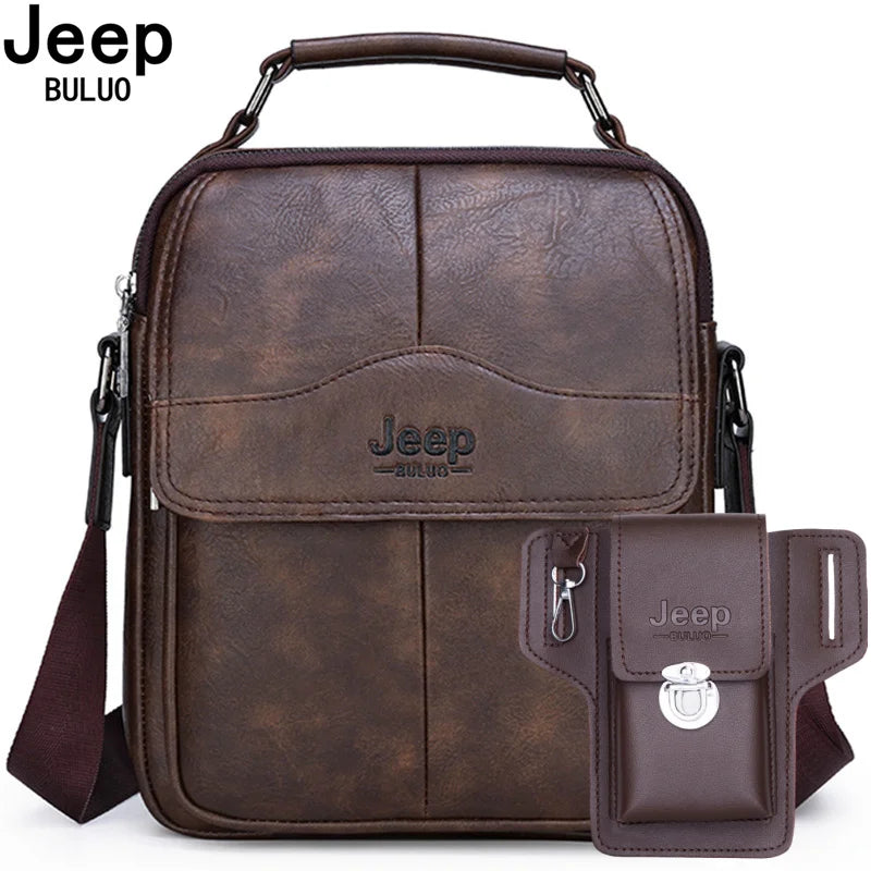 JEEP BULUO  Large Capacity Split Leather Bag