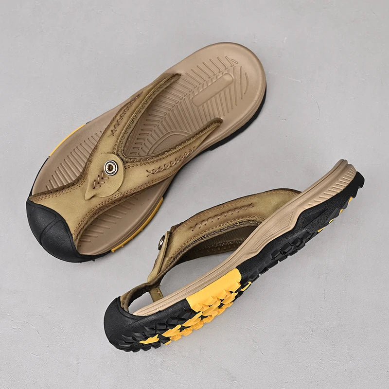 Classic Summer Genuine Leather Flip-flops