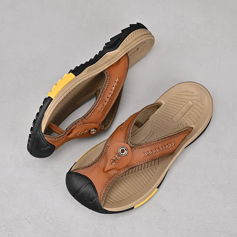 Classic Summer Genuine Leather Flip-flops