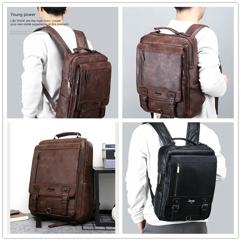 JEEP BULUO Leather Men Backpack Design