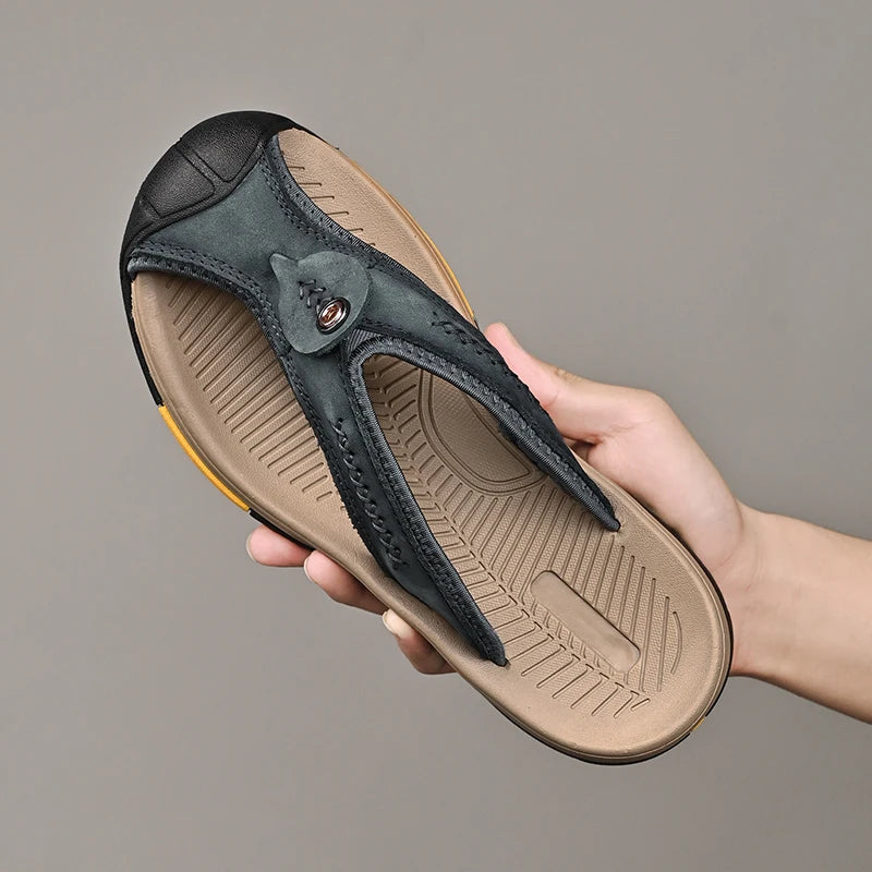 Classic Summer Genuine Leather Flip-flops