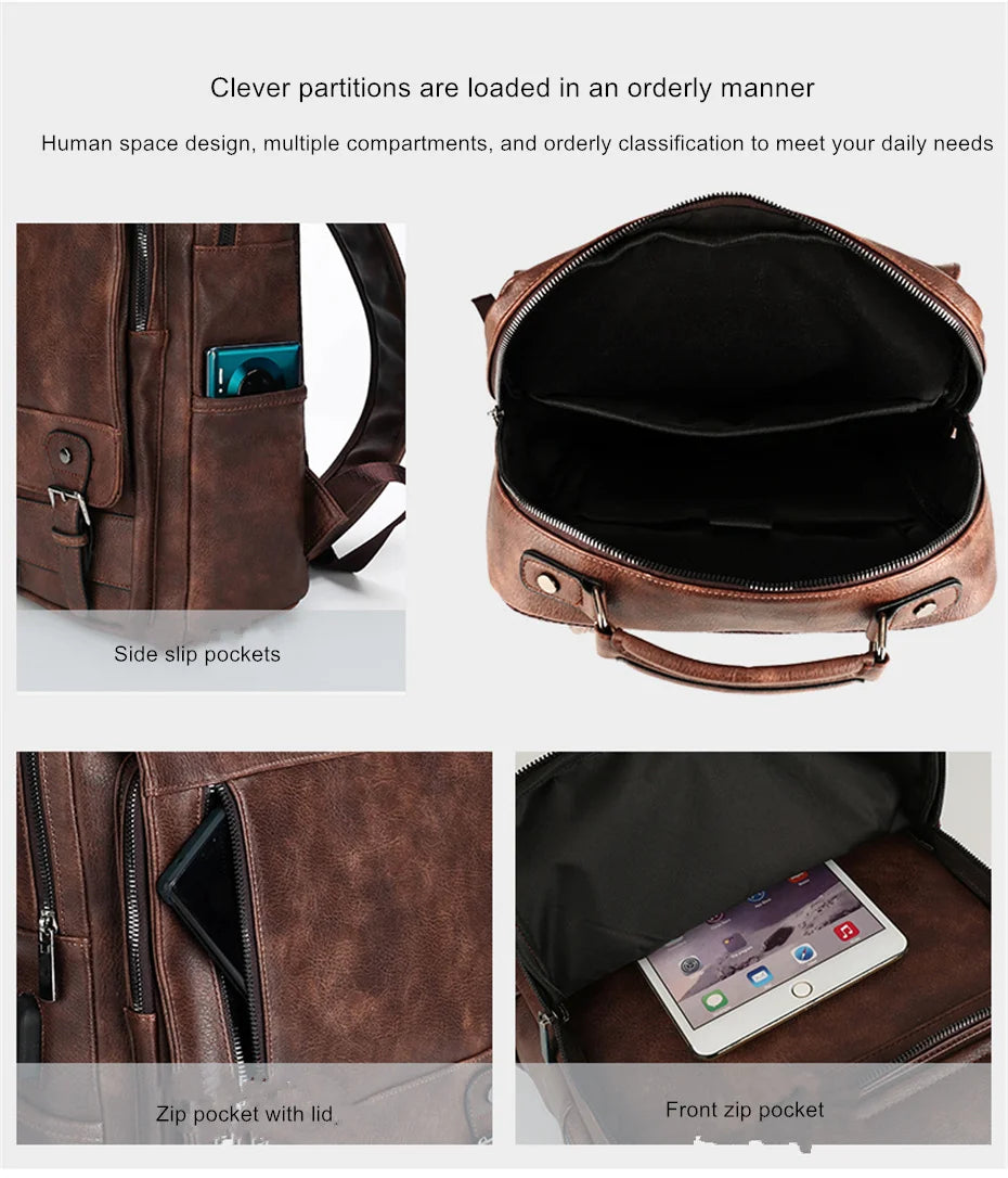 JEEP BULUO Leather Men Backpack Design