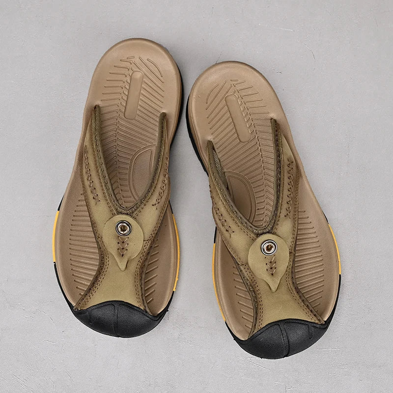 Classic Summer Genuine Leather Flip-flops