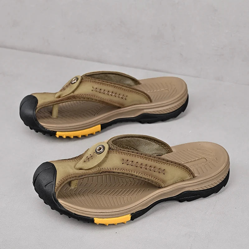 Classic Summer Genuine Leather Flip-flops