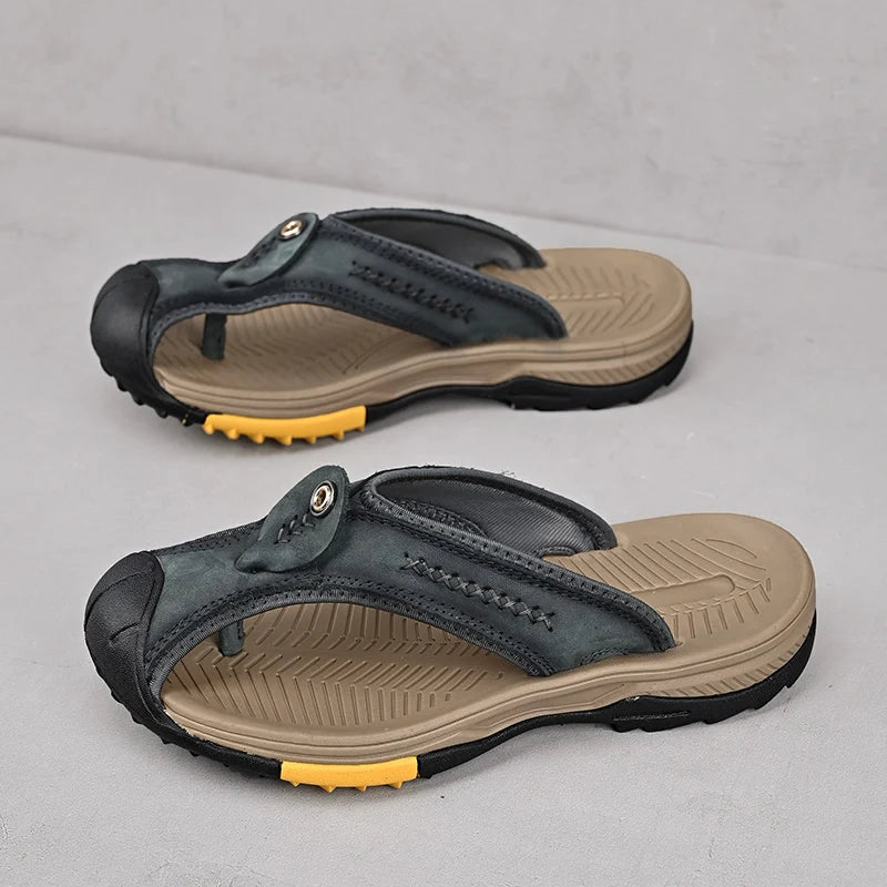 Classic Summer Genuine Leather Flip-flops